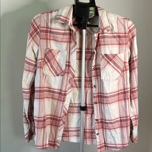 Natural Reflections Red and Cream Plaid Shirt
